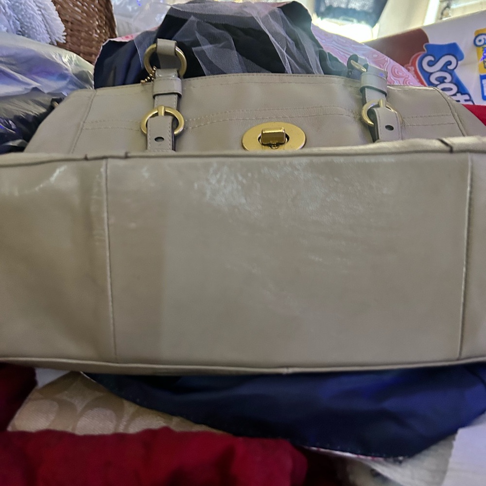 Coach Tan Leather Tote with Gold Accents - Picture 13 of 13